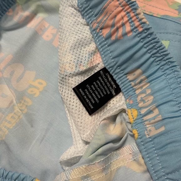 RSQ Men's Baja Swim Trunks in a light blue with a palm tree, rose, and sun print - Picture 4 of 5